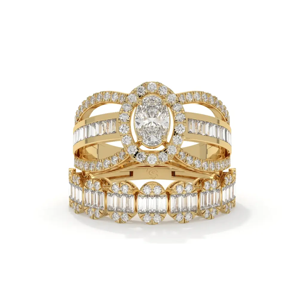 Radiant Embrace Diamond Ring Set