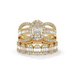 Radiant Embrace Diamond Ring Set (LAB GROWN, 18K YELLOW GOLD)