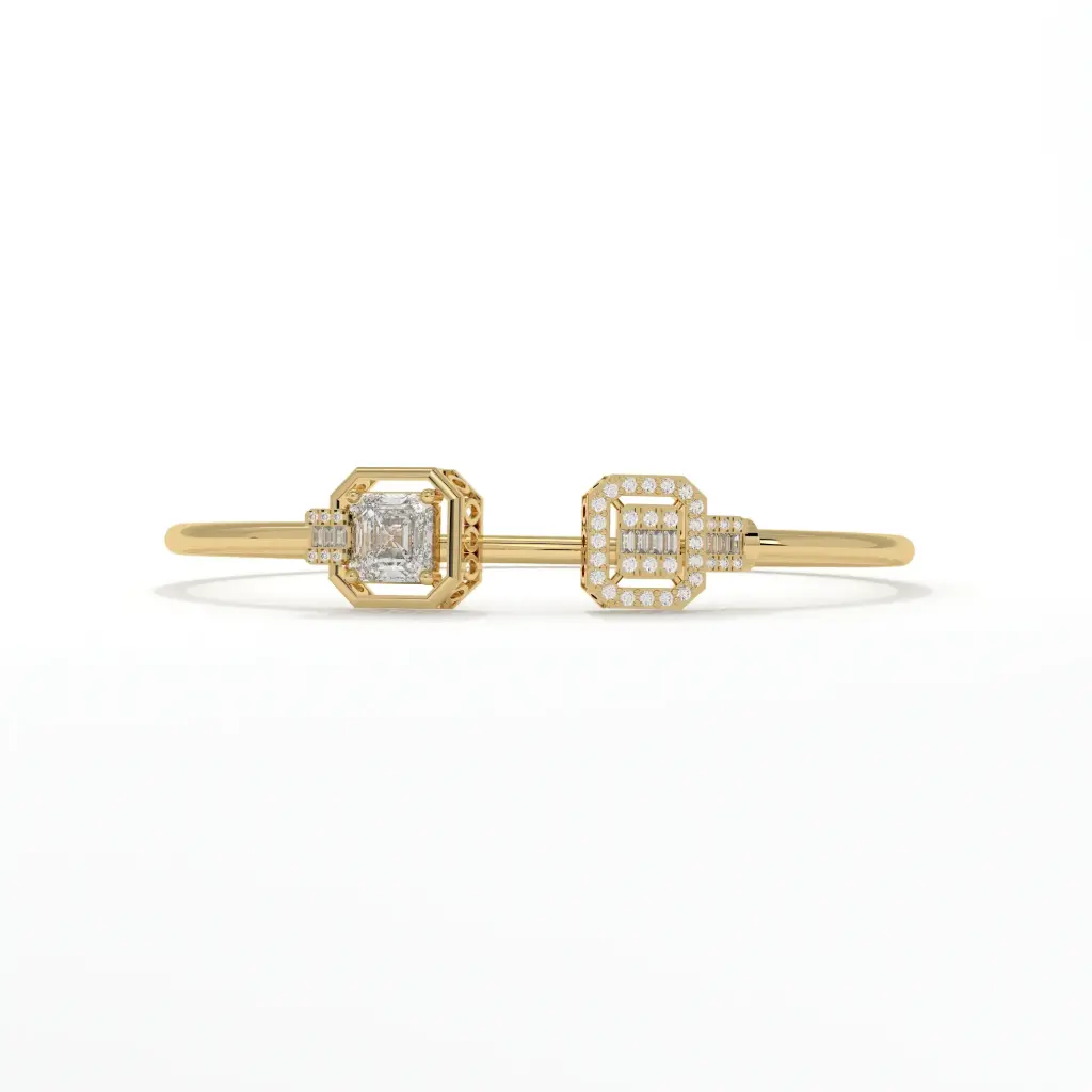 Emerald Step-Cut Diamond Duo Bangle 