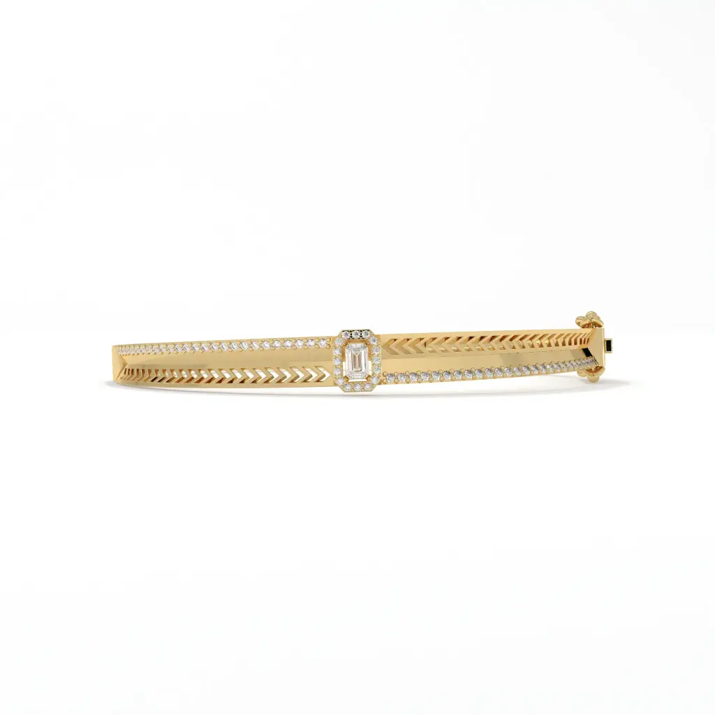 Emerald-Cut Diamond Accent Designer Bangle 
