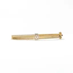 Emerald-Cut Diamond Accent Designer Bangle  (Lab Grown, 18K YELLOW GOLD, 2-2 (2 2/16"))