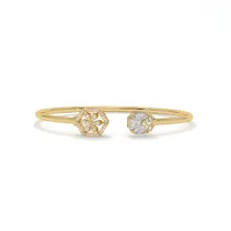 Floral Hexa Diamond Accent Bangle  (LAB GROWN, 18K YELLOW GOLD, 2-2 (2 2/16"))