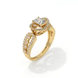 Celestial Halo Radiant-Cut Ring  (LAB GROWN, 18K YELLOW GOLD)