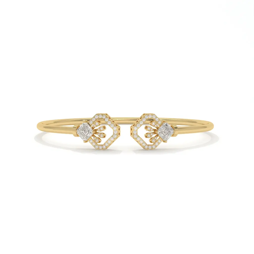 Hexagon Radiance Diamond Open Bangle 