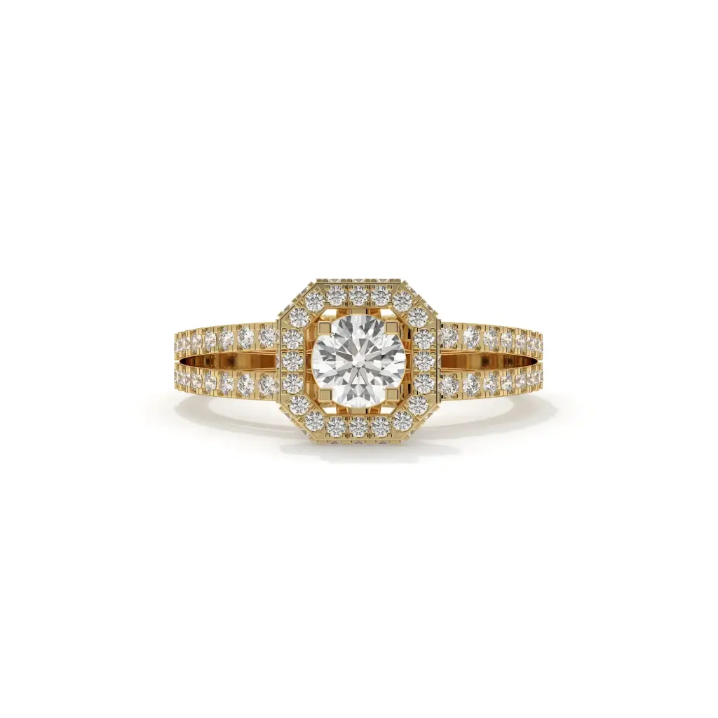 Radiant Halo Split Shank Diamond Ring