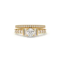 Classic Round & Baguette Diamond Bridal Set (LAB GROWN, 18K YELLOW GOLD)