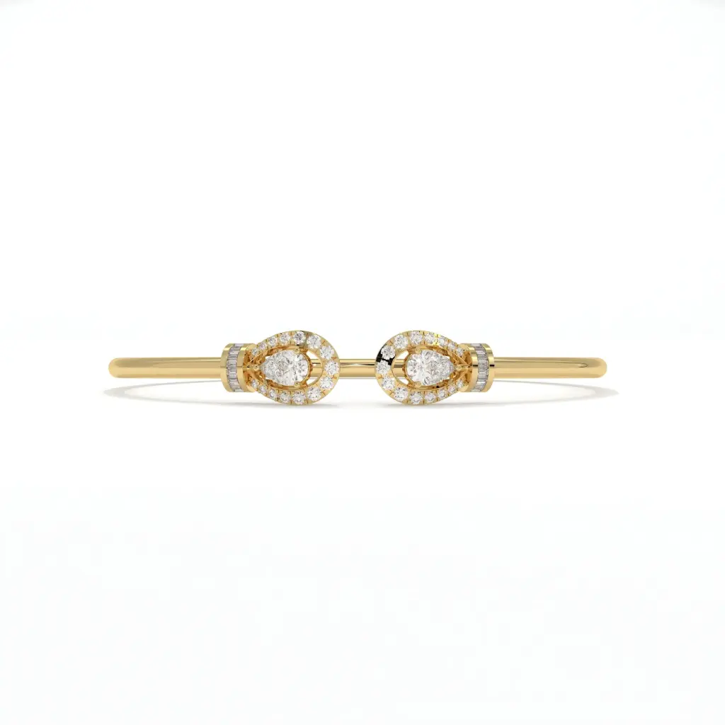 Teardrop Halo Diamond Open Bangle 