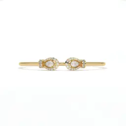Teardrop Halo Diamond Open Bangle  (LAB GROWN, 18K YELLOW GOLD, 2-2 (2 2/16"))