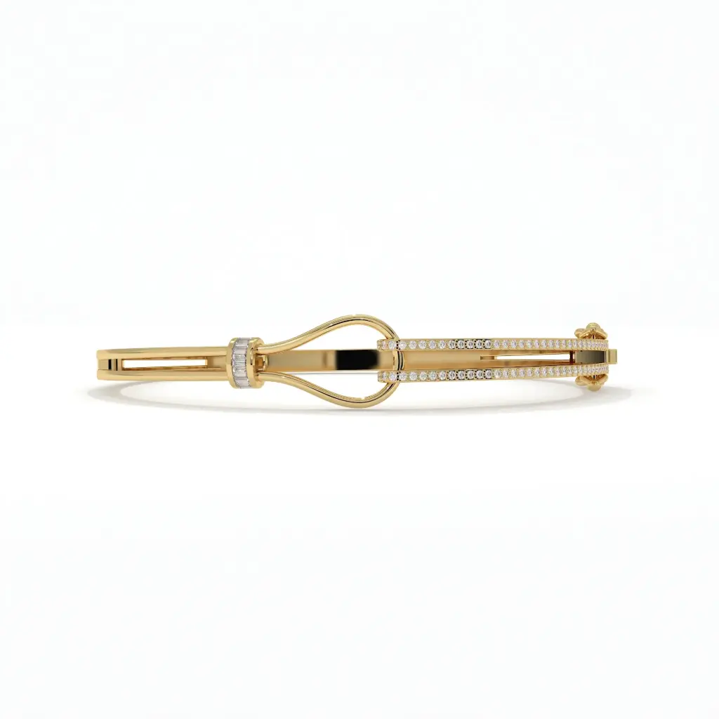 Architectural Diamond Accent Designer Bangle 
