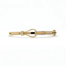 Architectural Diamond Accent Designer Bangle  (LAB GROWN, 18K YELLOW GOLD)