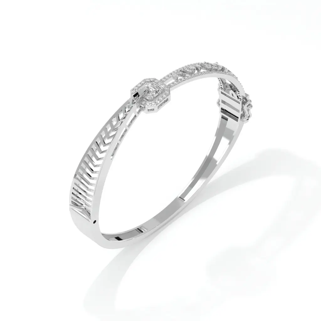 The Elanora Bangle – Asscher-Cut Centerpiece with Pear & Marquise Diamond Accents