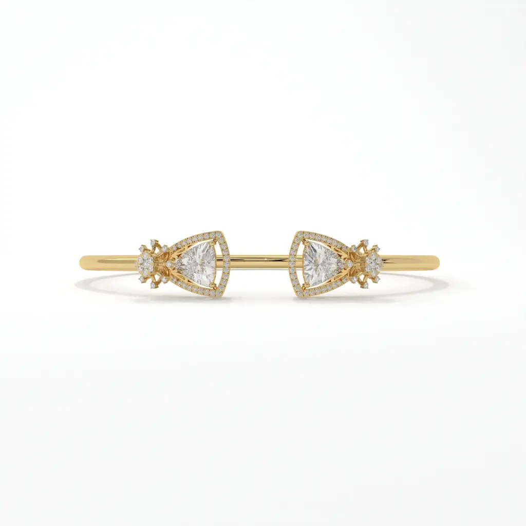 Trillion Cut Diamond Halo Bangle 