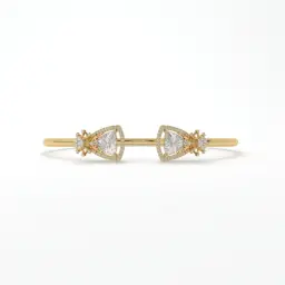 Trillion Cut Diamond Halo Bangle  (LAB GROWN, 18K YELLOW GOLD, 2-2 (2 2/16"))