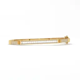 Geometric Baguette & Pavé Diamond Statement Bangle  (LAB GROWN, 18K YELLOW GOLD)