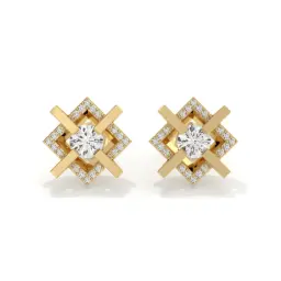 Celestia Cross Diamond Studs  (LAB GROWN, 18K YELLOW GOLD)