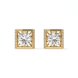 Aurora Frame Diamond Studs  (LAB GROWN, 18K YELLOW GOLD)