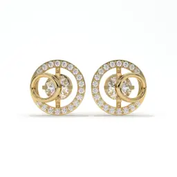 Orbit Halo Diamond Studs  (LAB GROWN, 18K YELLOW GOLD)