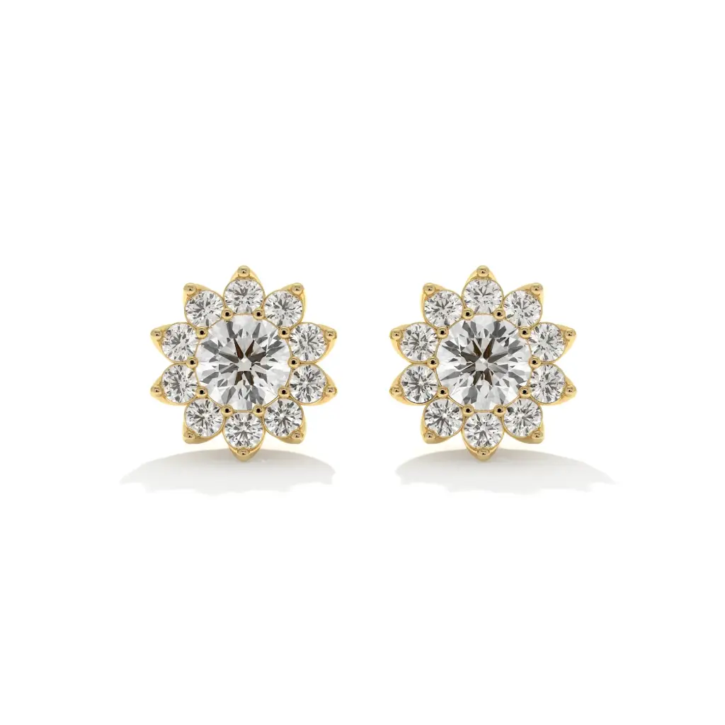 Blooming Halo Diamond Studs 