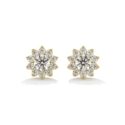Blooming Halo Diamond Studs  (LAB GROWN, 18K YELLOW GOLD)