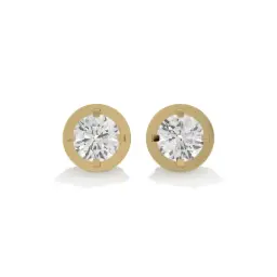 Modern Bezel Diamond Studs  (LAB GROWN, 18K YELLOW GOLD)