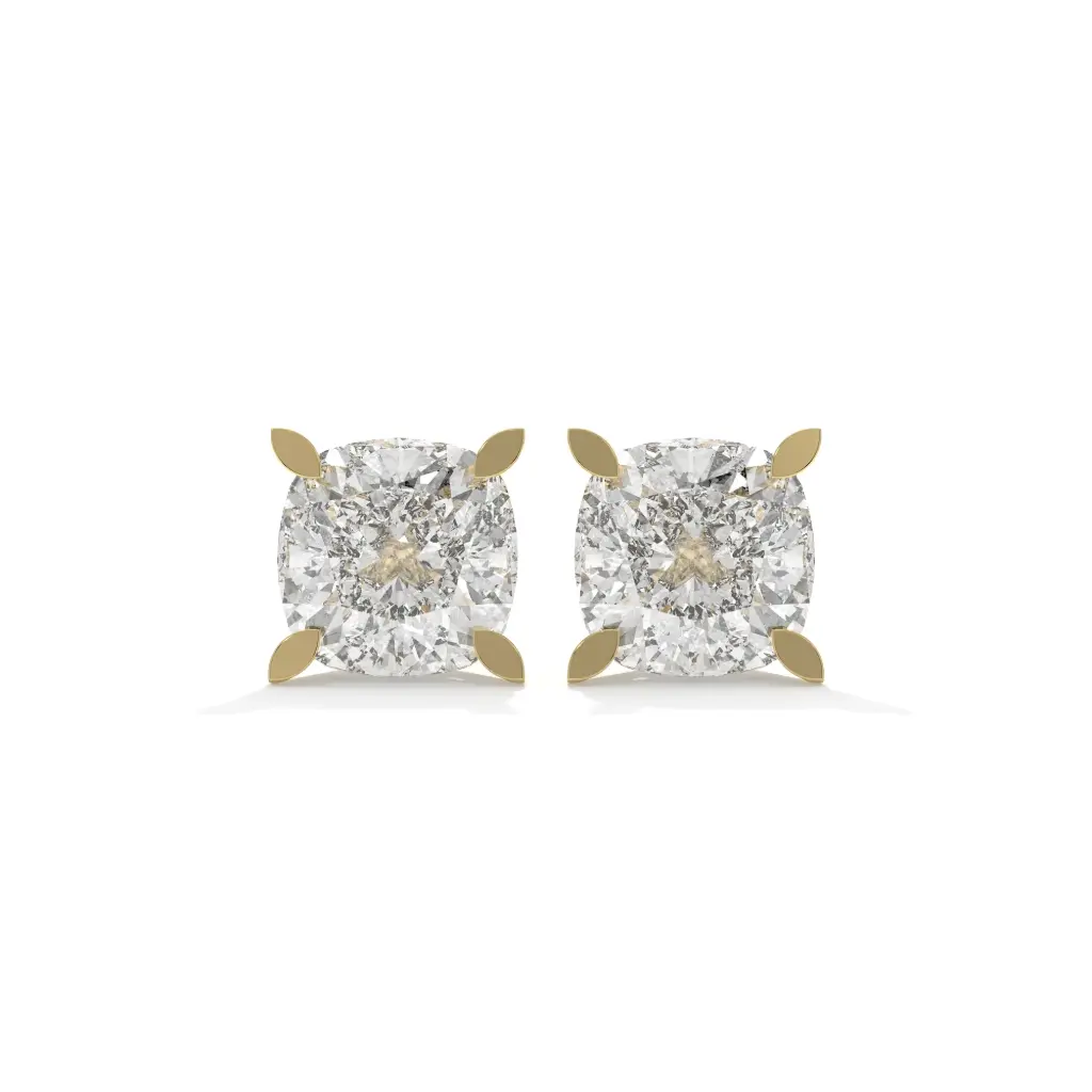 Petal Prong Cushion Diamond Studs 