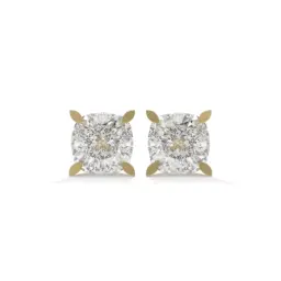 Petal Prong Cushion Diamond Studs  (LAB GROWN, 18K YELLOW GOLD)