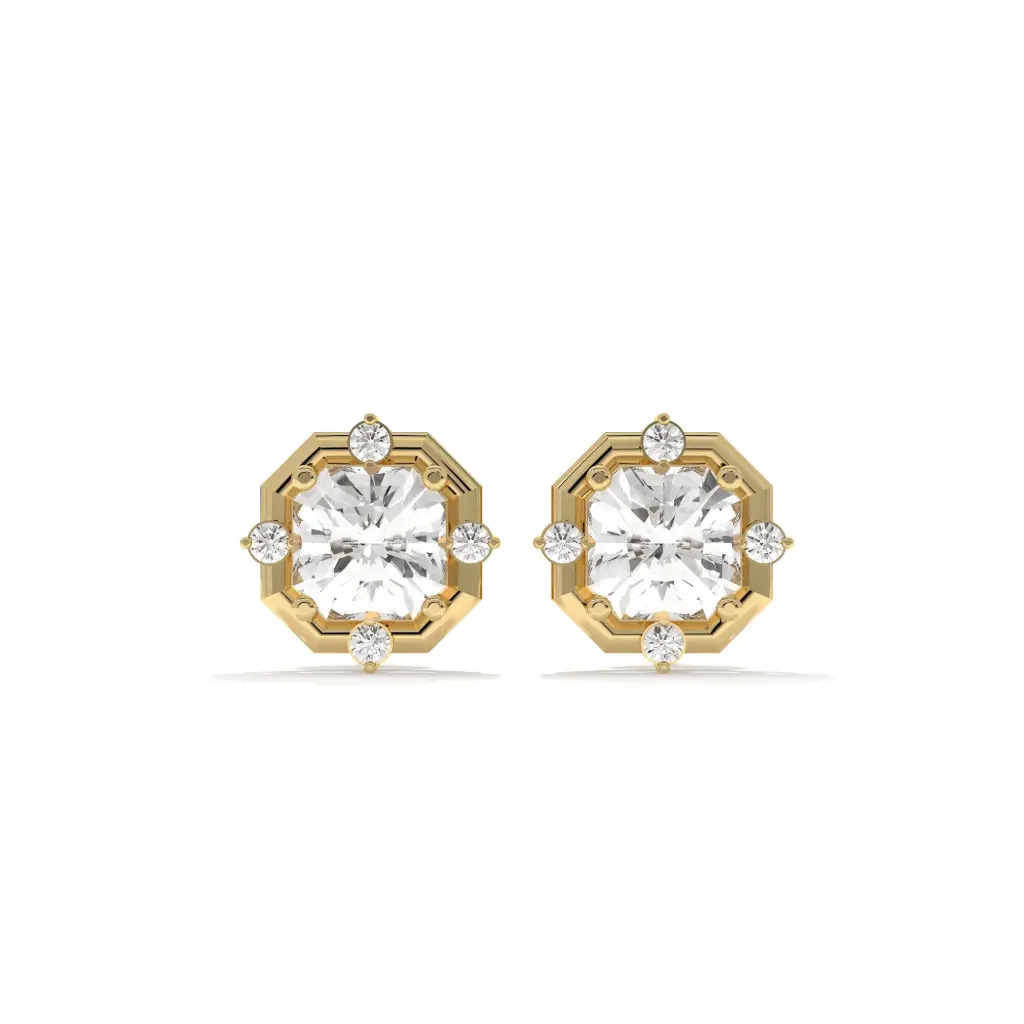 Octagon Starburst Diamond Studs 