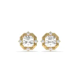 Octagon Starburst Diamond Studs  (LAB GROWN, 18K YELLOW GOLD)