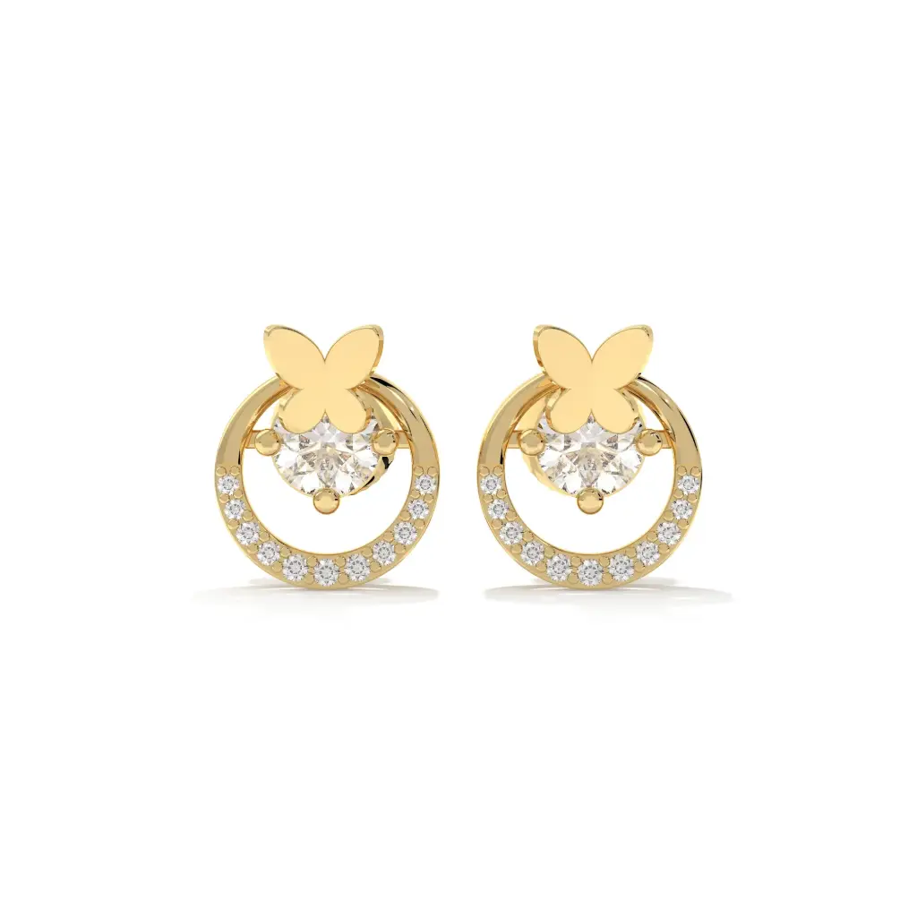 Butterfly Halo Diamond Studs 