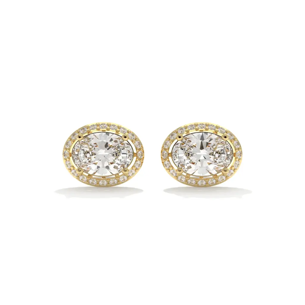 Oval Halo Diamond Studs 