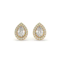 Pear Halo Diamond Studs  (LAB GROWN, 18K YELLOW GOLD)