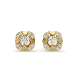 Floral Diamond Studs  (LAB GROWN, 18K YELLOW GOLD)