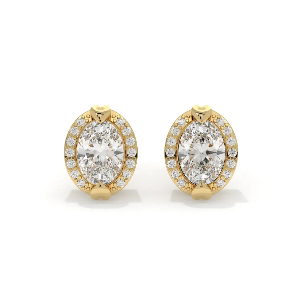 Marquise Halo Diamond Studs 