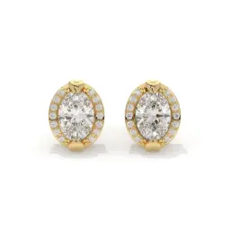 Marquise Halo Diamond Studs  (LAB GROWN, 18K YELLOW GOLD)