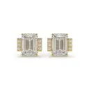 Emerald Cut Diamond Studs with Side Accents 