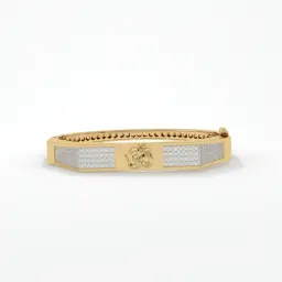 Om Symbol Diamond-Studded Men's Bracelet  (LAB GROWN, 18K YELLOW GOLD)