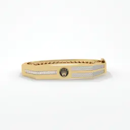 Crown Emblem Diamond Men's Bracelet  (18K YELLOW GOLD, LAB GROWN)