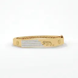 Panther Motif Diamond-Embellished Men's Bracelet  (LAB GROWN, 18K YELLOW GOLD)