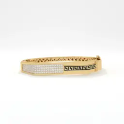 Greek Key Diamond-Studded Men's Bracelet  (LAB GROWN, 18K YELLOW GOLD)