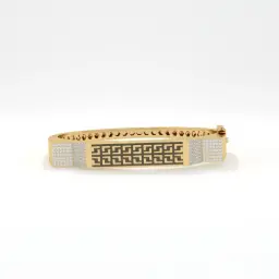 Full Greek Key Diamond-Studded Men's Bracelet  (LAB GROWN, 18K YELLOW GOLD)