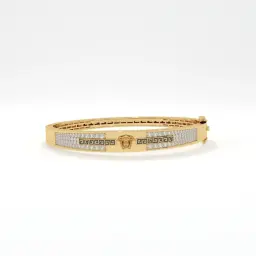 Medusa Greek Key Diamond-Studded Men's Bracelet  (LAB GROWN, 18K YELLOW GOLD)