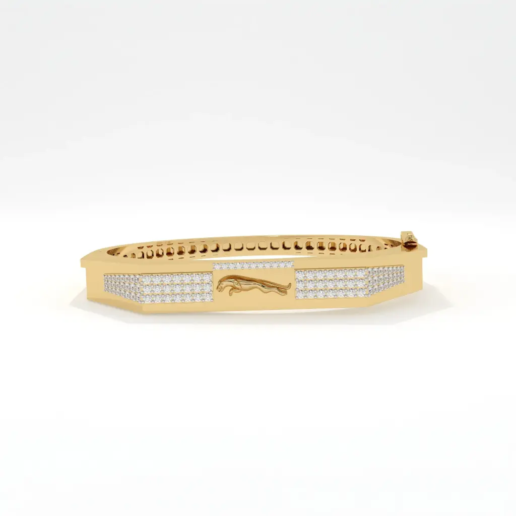 Jaguar Emblem Diamond-Studded Men's Bracelet 