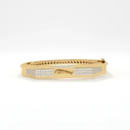 Jaguar Emblem Diamond-Studded Men's Bracelet  (LAB GROWN, 18K YELLOW GOLD)
