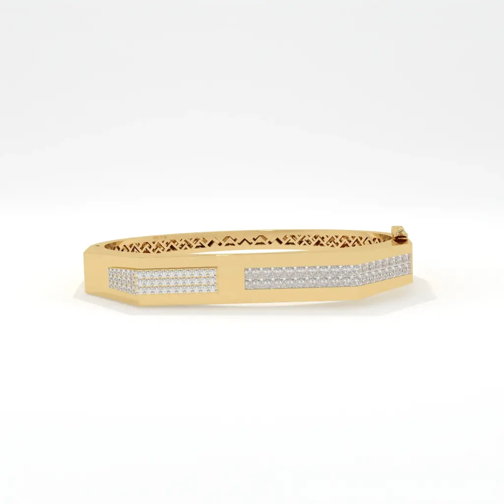 Dual Row Diamond-Studded Men's Bracelet 