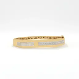 Dual Row Diamond-Studded Men's Bracelet  (LAB GROWN, 18K YELLOW GOLD)