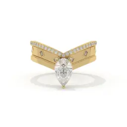 Pear Grace Chevron Ring Set  (LAB GROWN, 18K YELLOW GOLD)