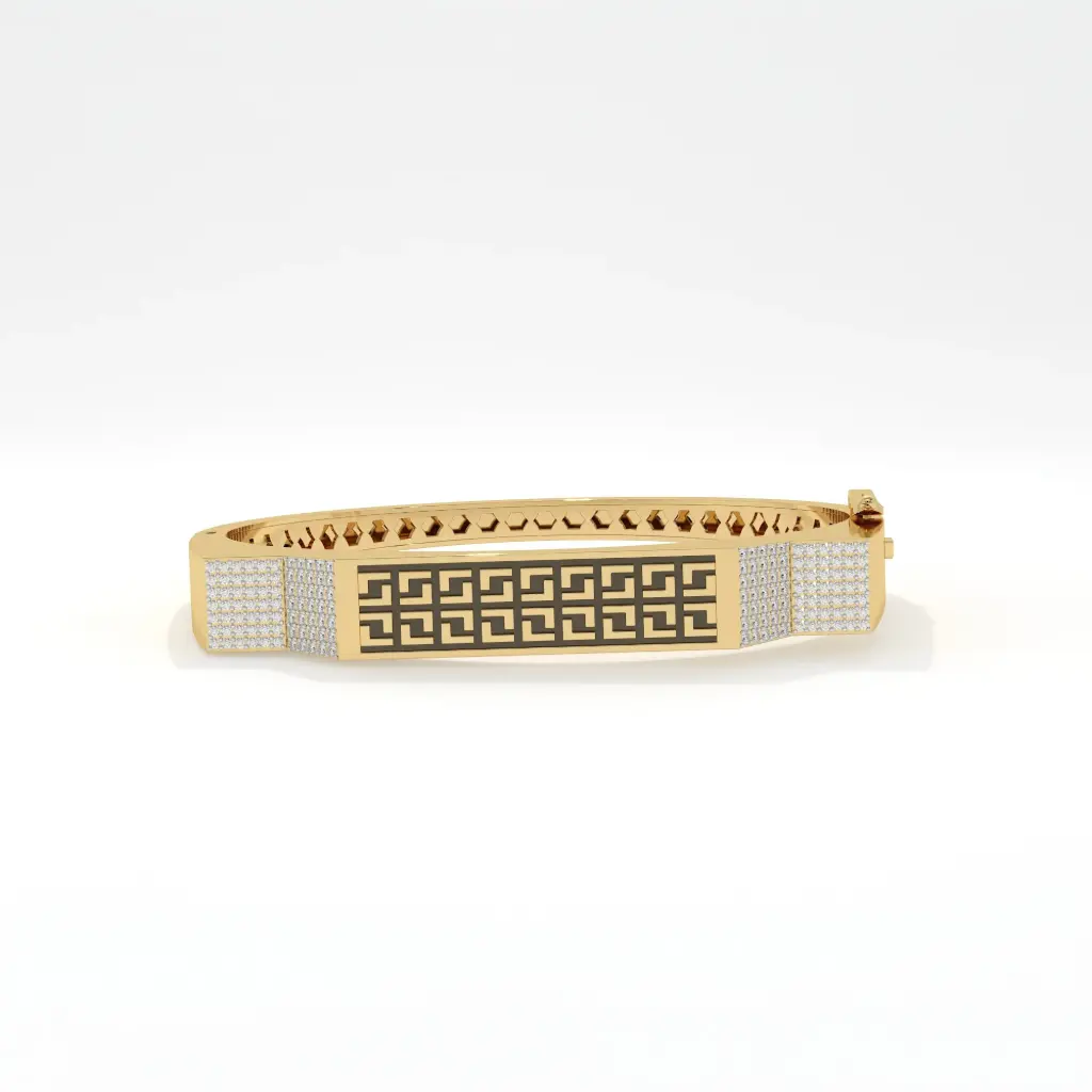Full Greek Key Diamond-Studded Men's Bracelet 