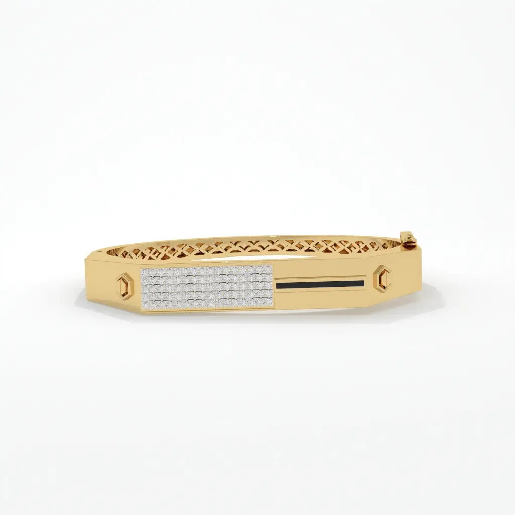 Geometric Diamond-Accented Men's Bracelet 