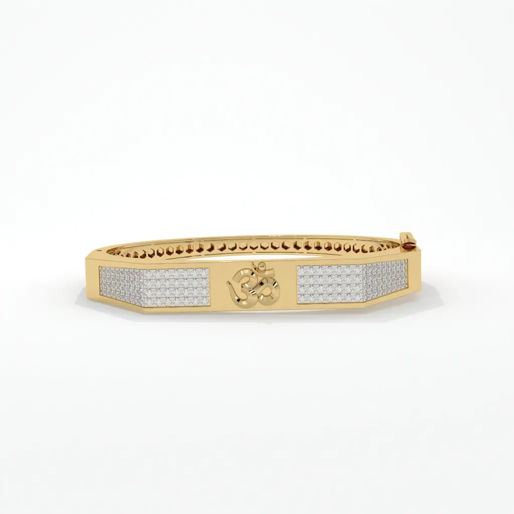 Om Symbol Diamond-Studded Men's Bracelet 