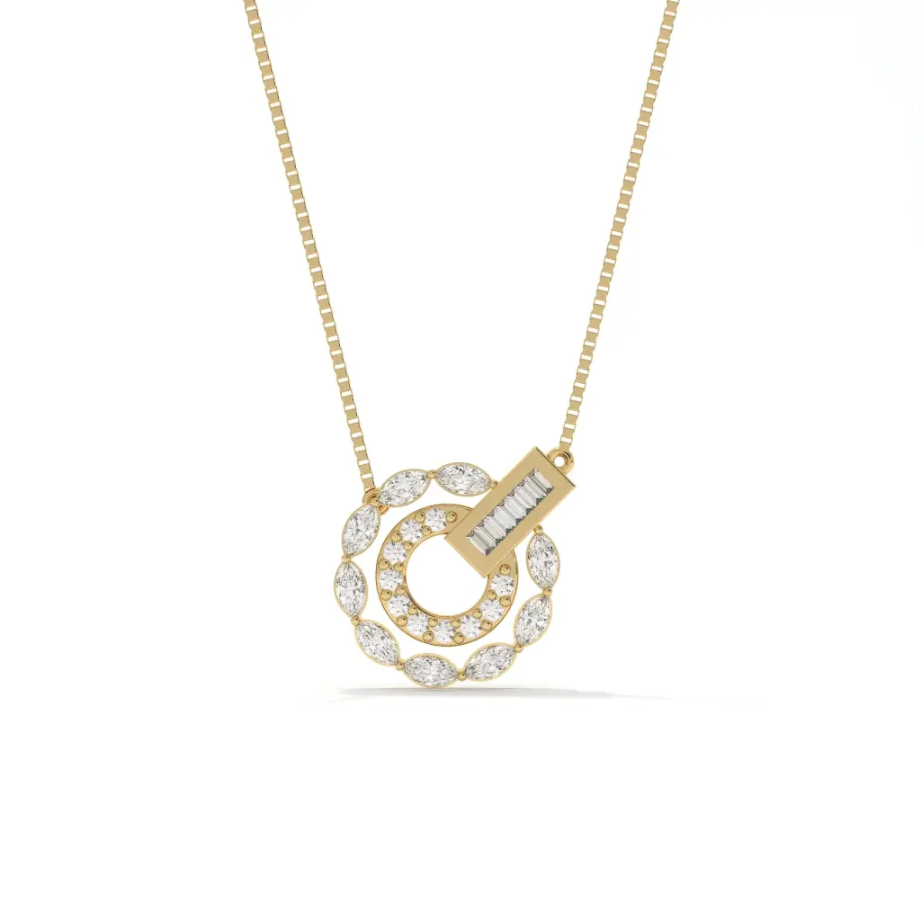 Solara Baguette Charm Chain With Pendant For Her